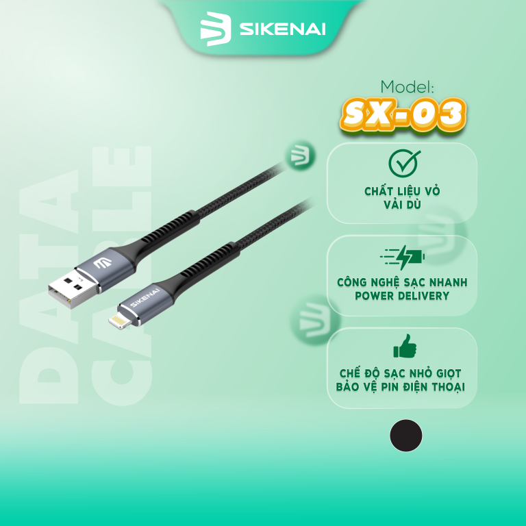 Dây Sạc Dệt Kim Loại 3A SX-03 MLT Sikenai