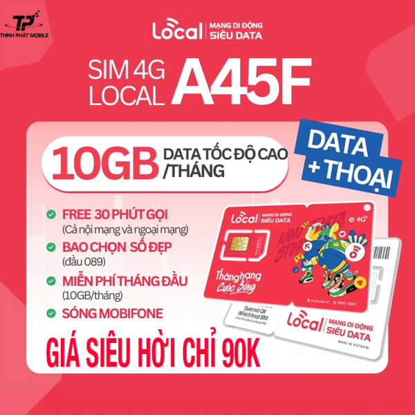 Sim Local 10 GB + 30 phút gọi nội/ngoại mạng + Tự chọn số