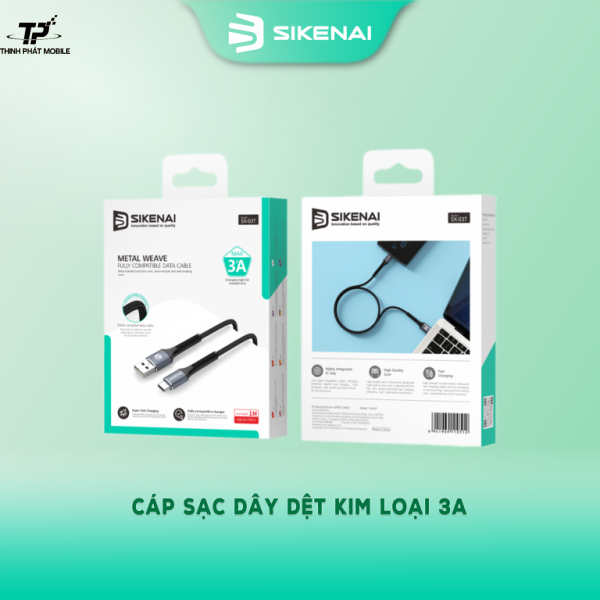 Dây Sạc Dệt Kim Loại 3A SX-03 MLT Sikenai Chính Hãng | Sạc Nhanh, Chống Rối, Bền Lâu