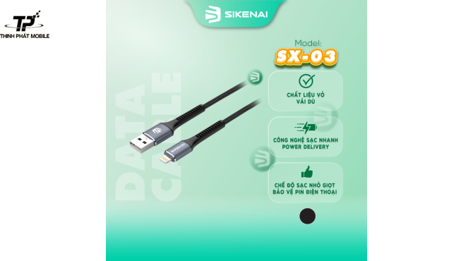 Dây Sạc Dệt Kim Loại 3A SX-03 MLT Sikenai Chính Hãng | Sạc Nhanh, Chống Rối, Bền Lâu